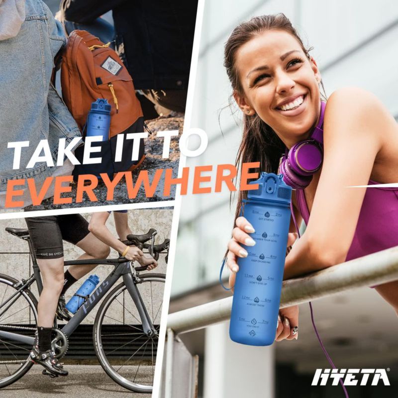 Botella de agua Hyeta 950 ml con pajita y marcador de tiempo