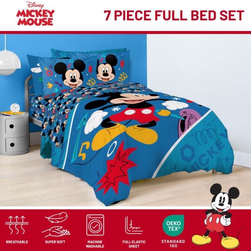 Juego de cama de 7 piezas Jay Franco tamaño completo con edredón Mickey Mouse