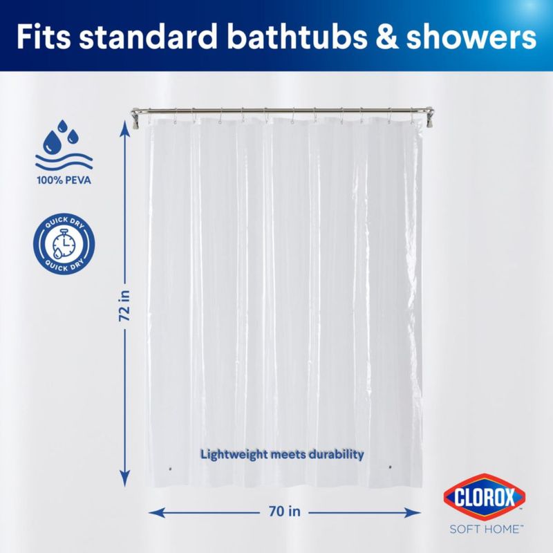 Forro de Ducha Clorox 178 cm x 183 cm Transparente (1 unidad)