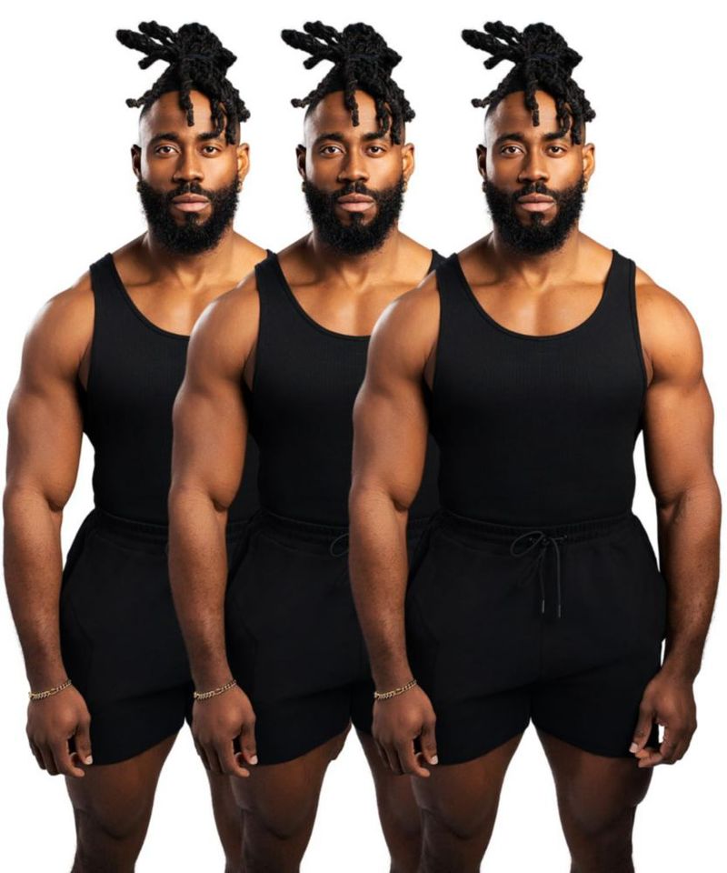 Camiseta sin mangas Ekkovision pack de 3 algodón‑spandex 4XL negra