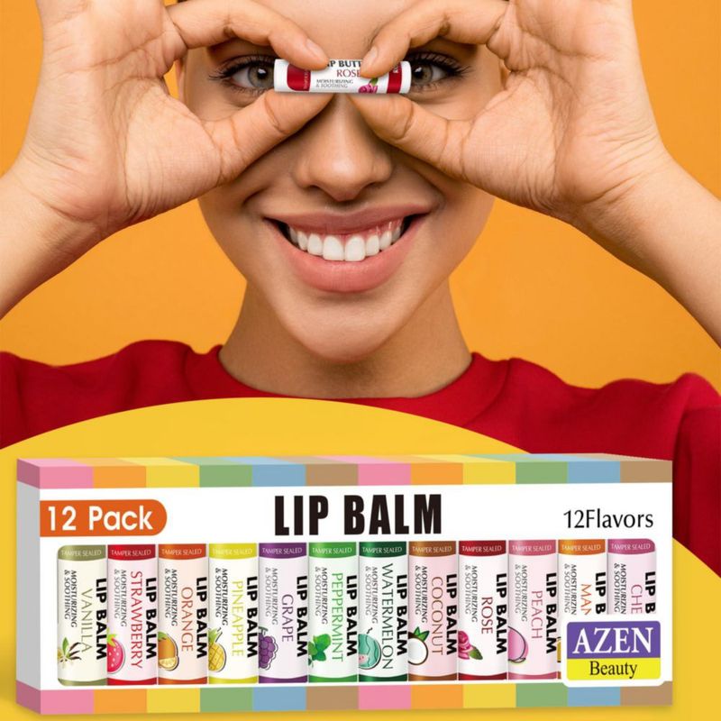 Bálsamo labial AZEN 12 unidades - 12 sabores hidratantes