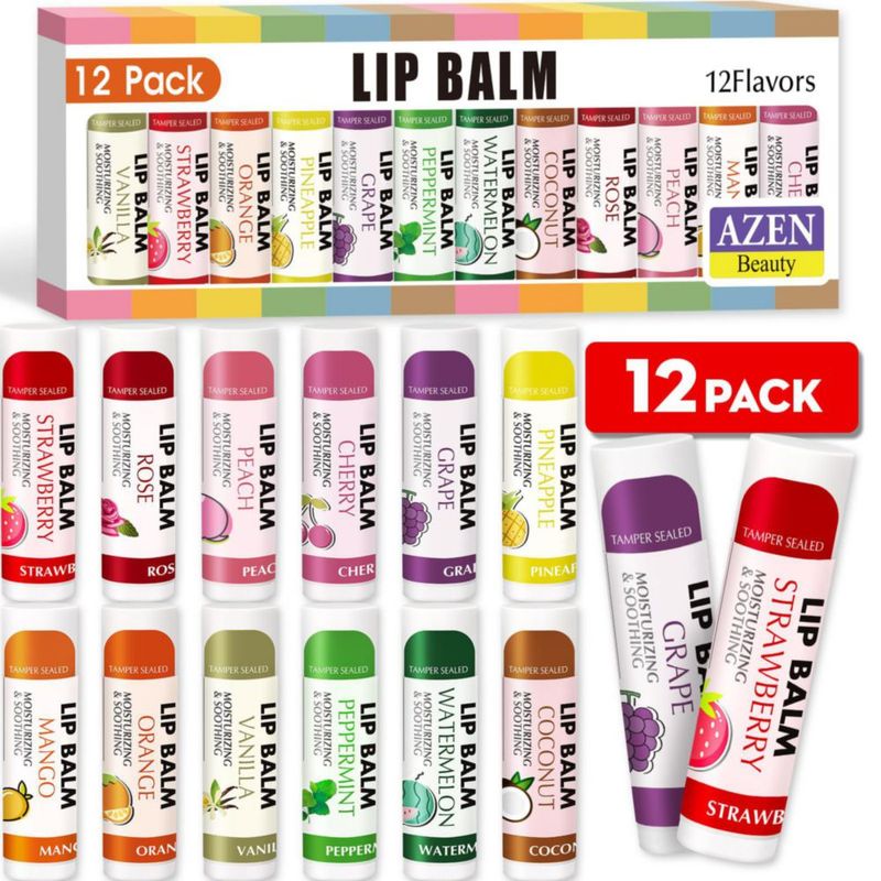 Bálsamo labial AZEN 12 unidades - 12 sabores hidratantes
