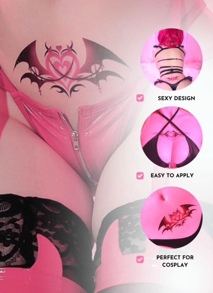 Tatuaje Temporal MOEFLAVOR Kawaii Succubus 2D