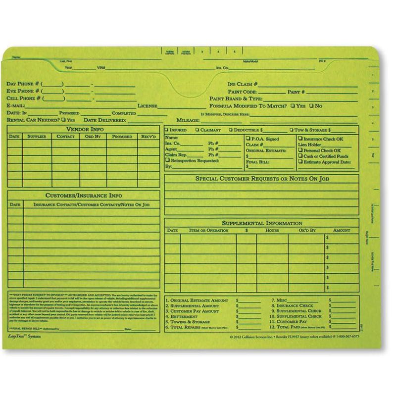Carpeta de trabajo AUTO BODY TOOLMART 29 cm Verde lima 50 unidades