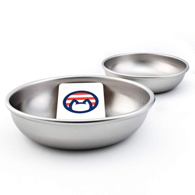 Juego de 2 platos para gato de 14 cm – Acero inoxidable – Americat Company