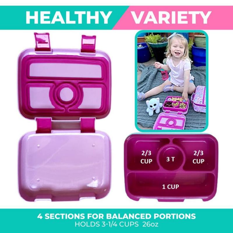 Juego Bento Box kinsho 700 ml Unicornio Rosa con Bolsa y Botella