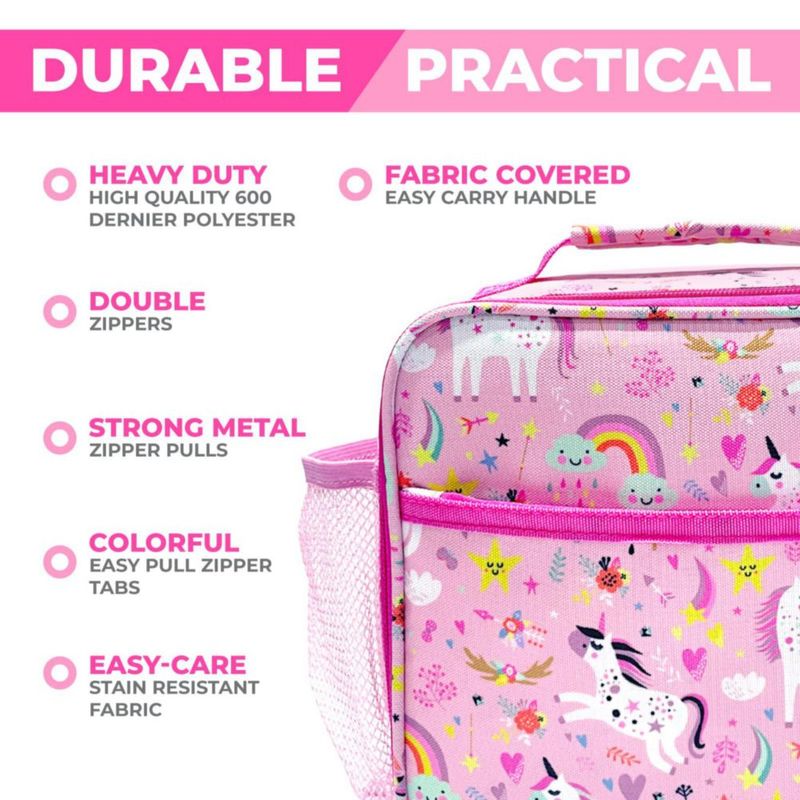 Juego Bento Box kinsho 700 ml Unicornio Rosa con Bolsa y Botella