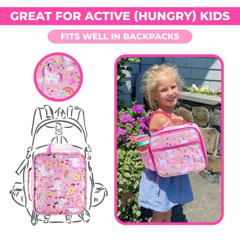 Juego Bento Box kinsho 700 ml Unicornio Rosa con Bolsa y Botella