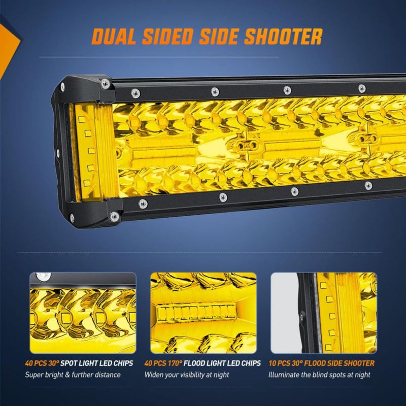 Barra de luz LED Nilight 30 cm amarilla con kit de cableado