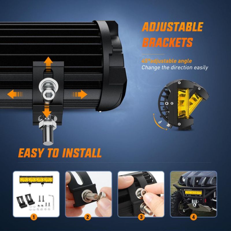 Barra de luz LED Nilight 30 cm amarilla con kit de cableado