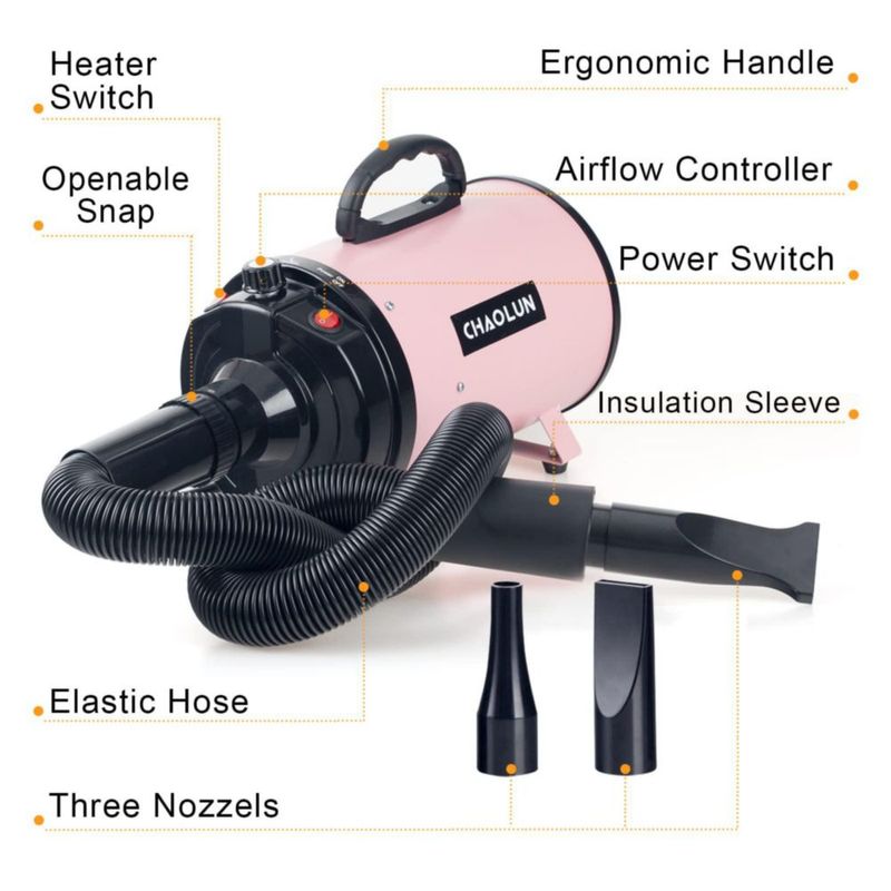Secador para perros CHAOLUN 2400W 120V rosa con calefacción