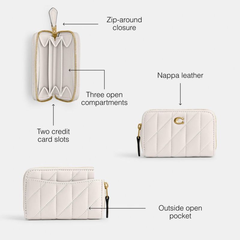 Cartera Coach acolchada de cuero tipo almohada 11 cm color tiza
