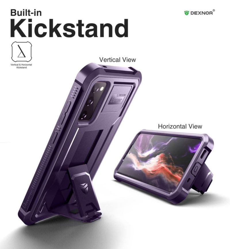 Funda Dexnor para Samsung Galaxy S20 FE 6.5" con soporte plegable – Púrpura fantasma