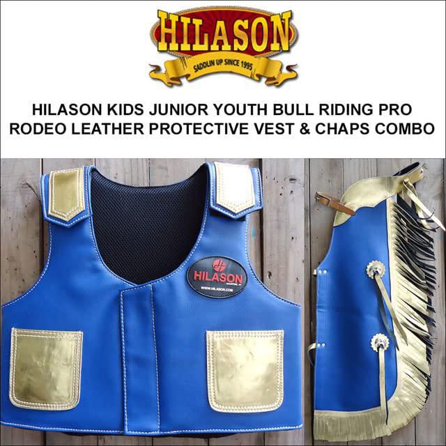 Chaleco de Monta de Toros HILASON Juvenil Azul/Oro