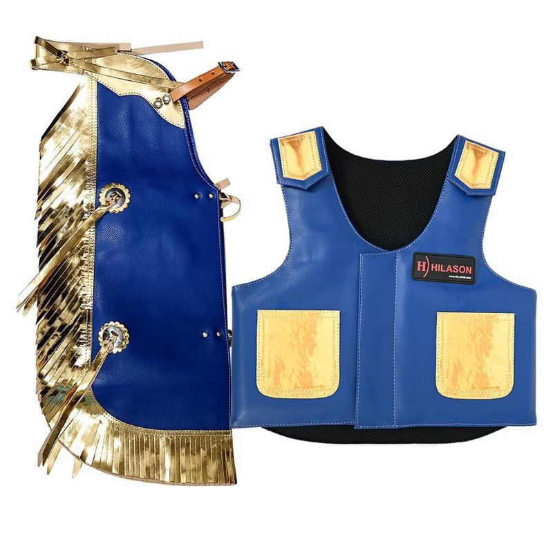 Chaleco de Monta de Toros HILASON Juvenil Azul/Oro