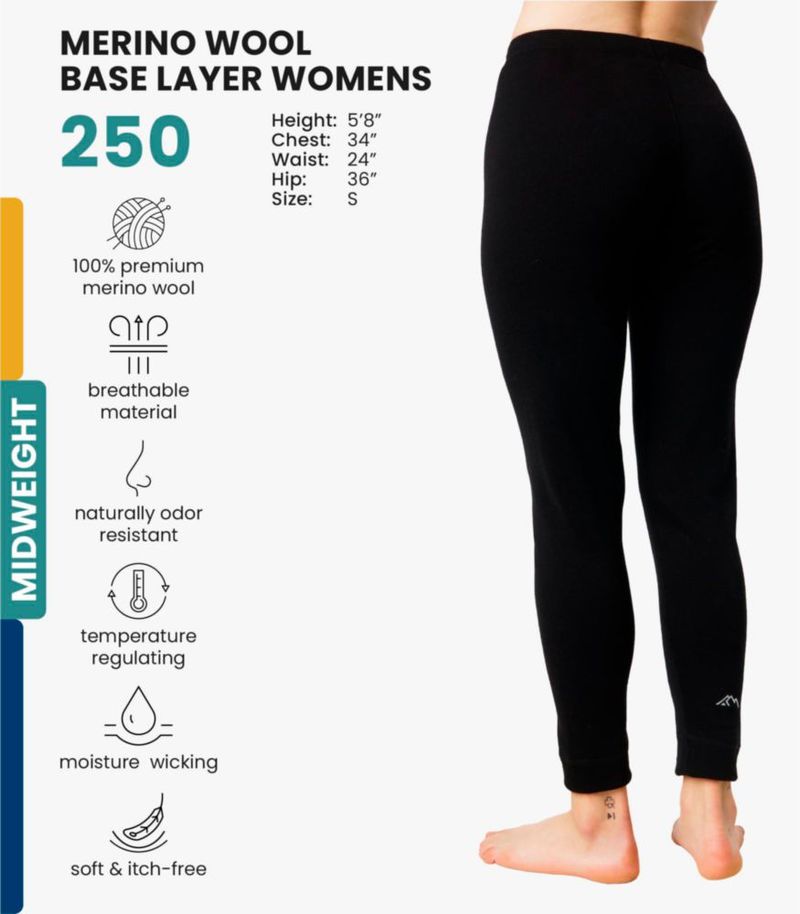 PANTALONES Merino.tech Talla Grande Negro 250 g/m² Lana
