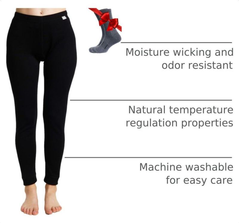 PANTALONES Merino.tech Talla Grande Negro 250 g/m² Lana
