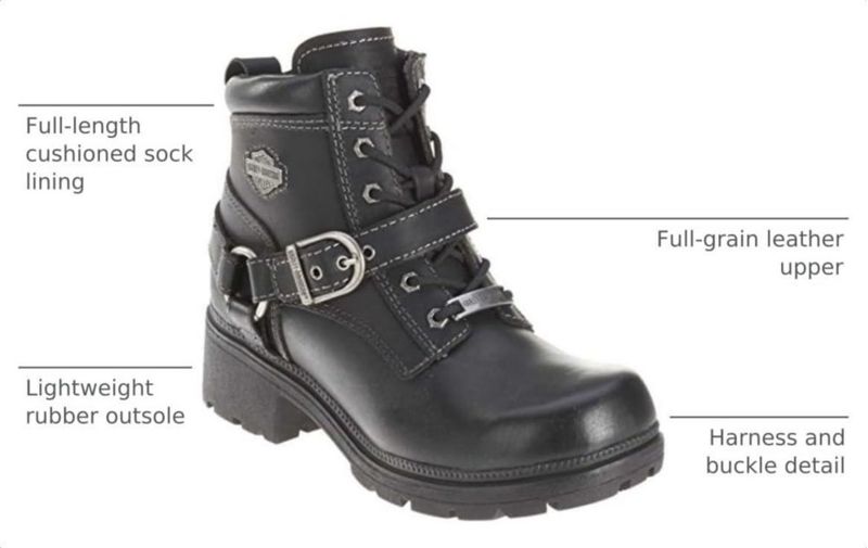 Bota Harley-Davidson Tegan de Cuero Negro para Mujer talla 9