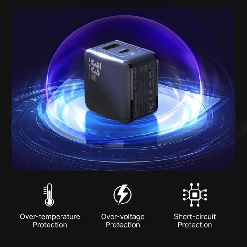 Cargador USB MINIX P1 30W GaN de 2 puertos plegable
