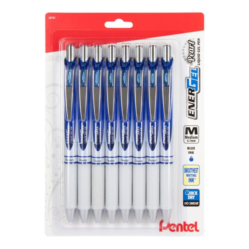 Bolígrafo de gel Pentel EnerGel 07 mm azul (paquete de 8)