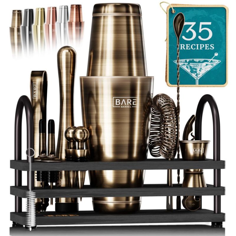 Set de Herramientas de Bar Bare Barrel de 14 Piezas Latón y Negro