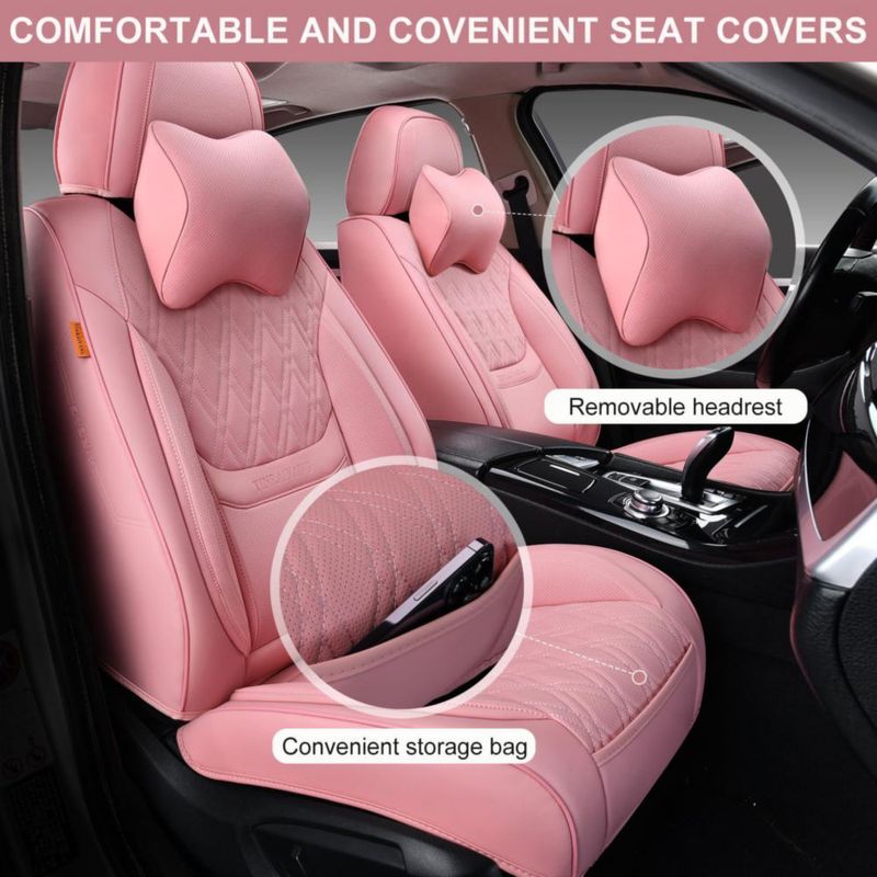 Fundas de Asiento TINRAIYANG Rosa (Par Delantero) Transpirables