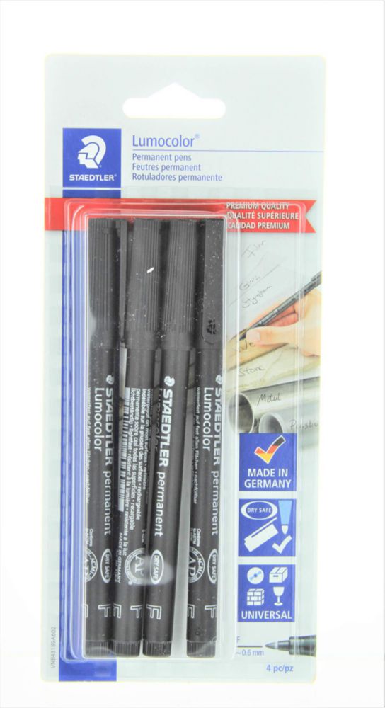 Bolígrafo Permanente STAEDTLER 06 mm Negro Pack de 4