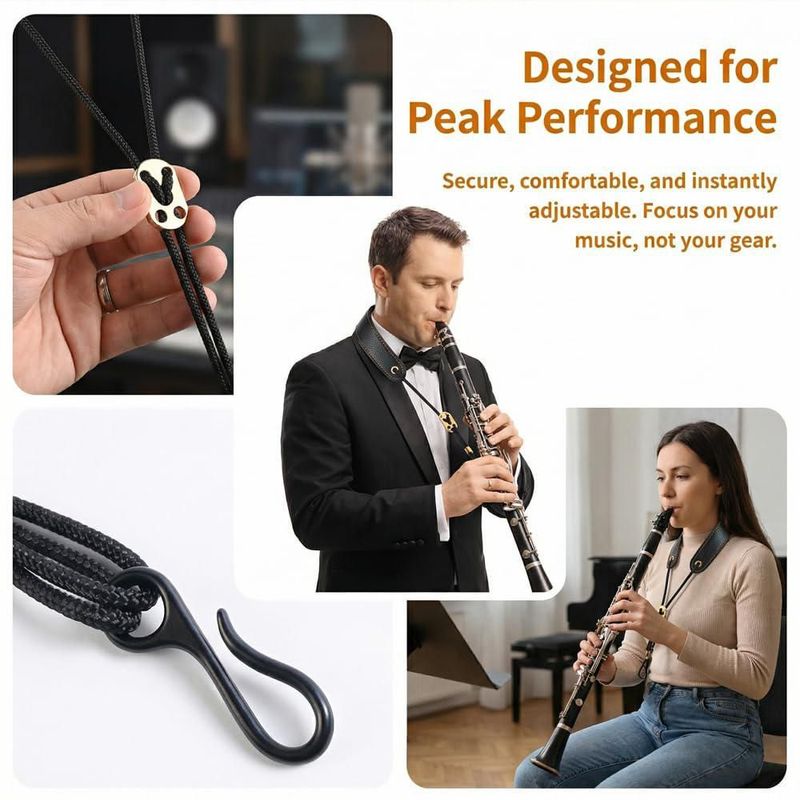 Correa para clarinete Dowite 48-63 cm negra carga máxima 30 kg