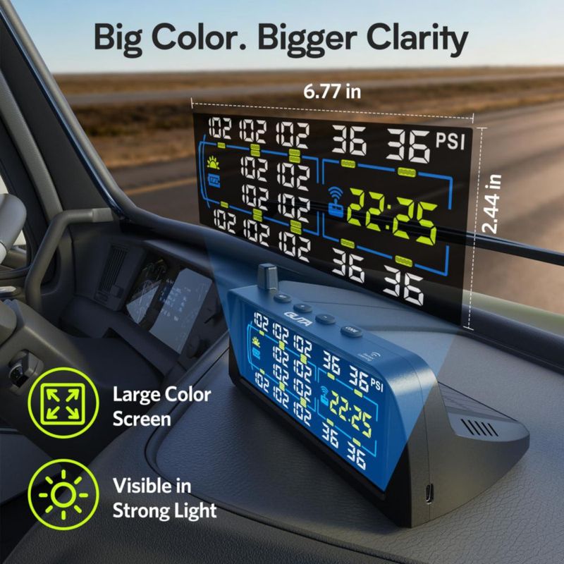 TPMS GUTA GT60 LCD a color de 7" con 12 sensores