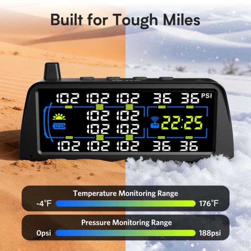 TPMS GUTA GT60 LCD a color de 7" con 12 sensores