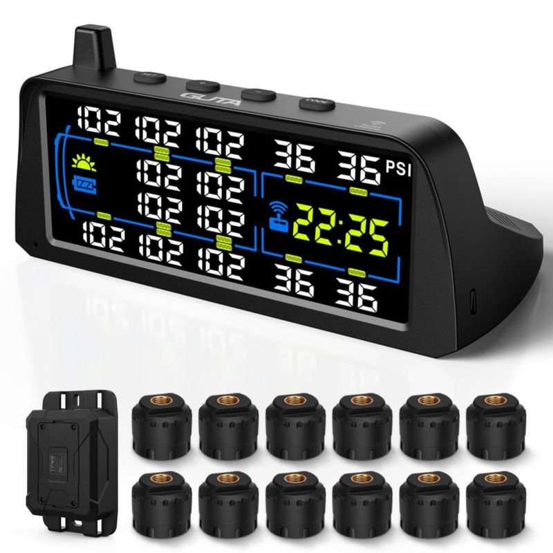 TPMS GUTA GT60 LCD a color de 7" con 12 sensores