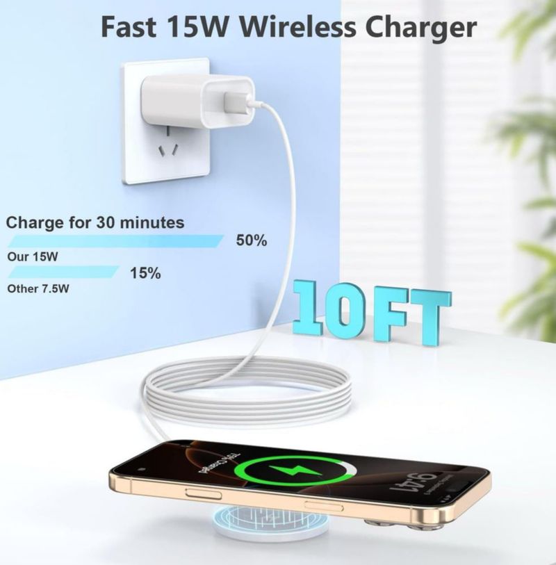 Cargador inalámbrico Rvelon pack de 2 de 3 m Mag‑Safe para iPhone