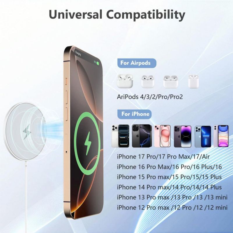 Cargador inalámbrico Rvelon pack de 2 de 3 m Mag‑Safe para iPhone