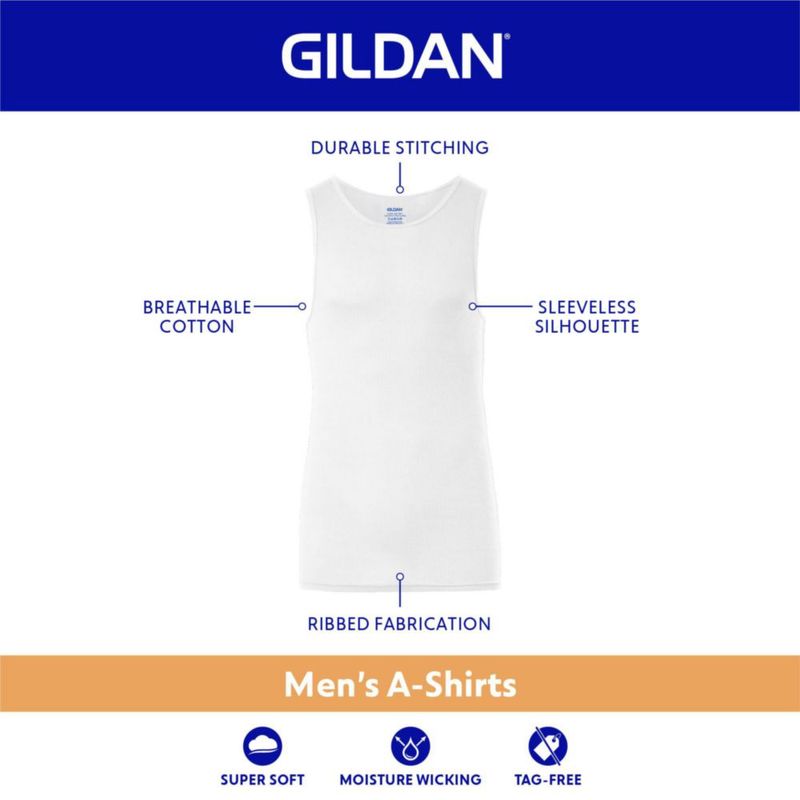 Camiseta sin mangas Gildan G1104 pack de 5 talla grande gris hueso y algas marinas