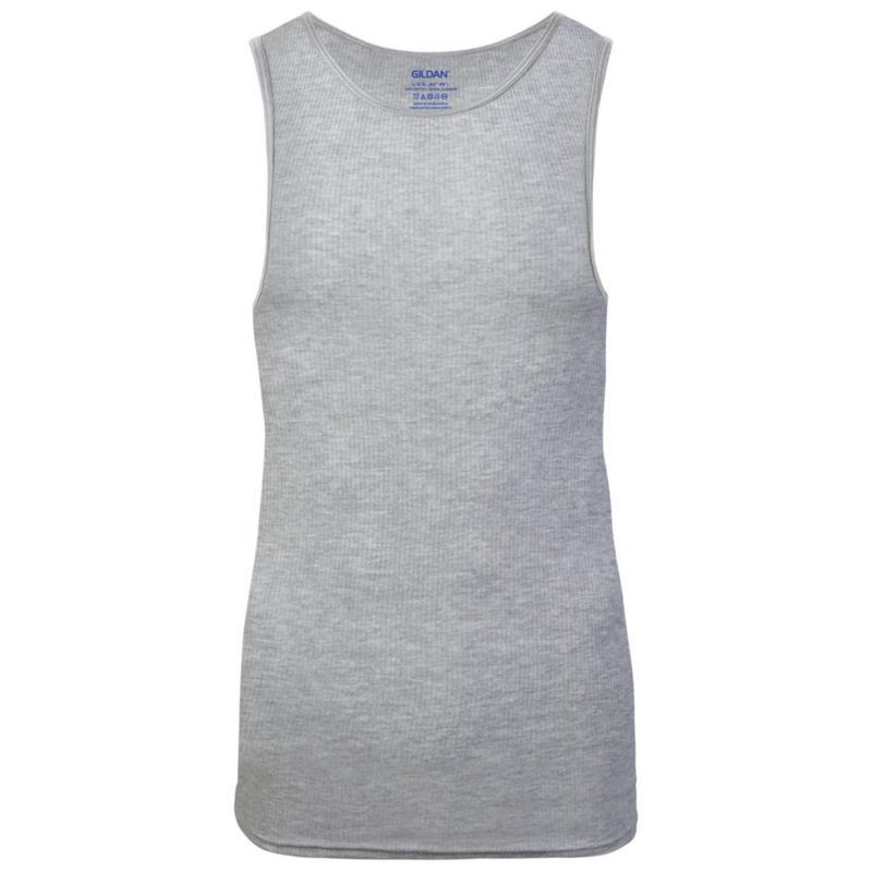 Camiseta sin mangas Gildan G1104 pack de 5 talla grande gris hueso y algas marinas