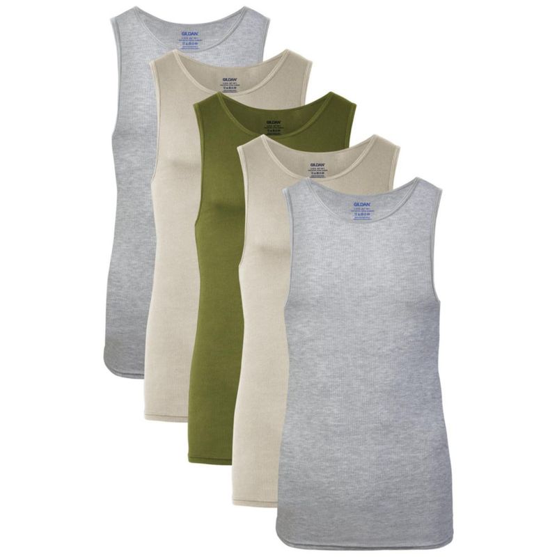 Camiseta sin mangas Gildan G1104 pack de 5 talla grande gris hueso y algas marinas
