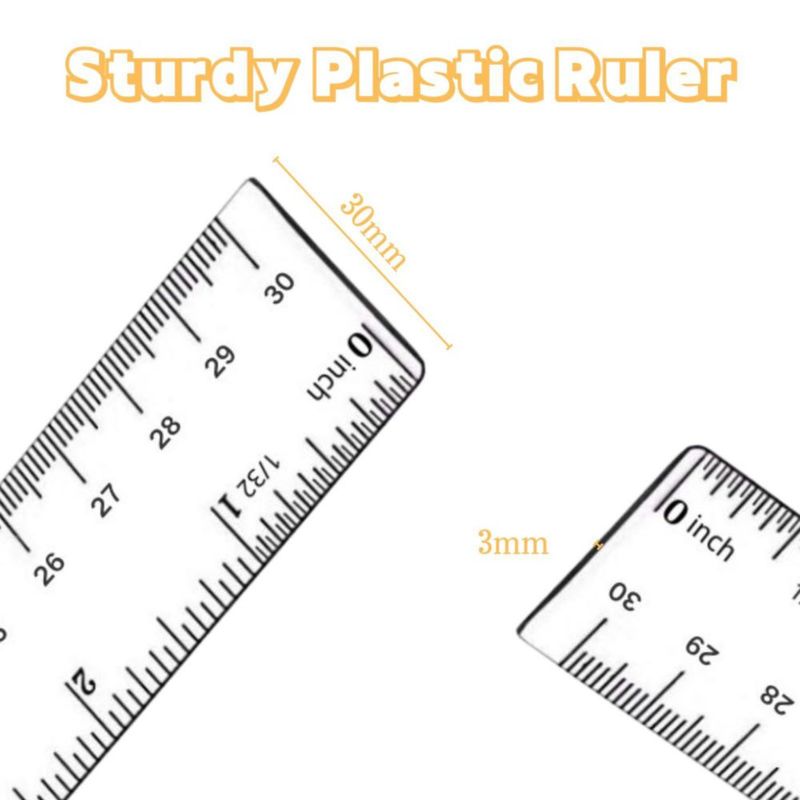 Regla EACOZY de 30 cm (plástico transparente) – 2 unidades
