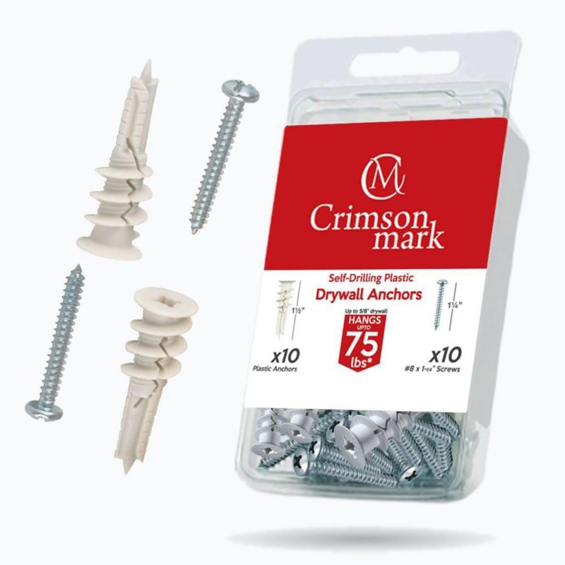 Tornillos CrimsonMark Kit de 20 piezas #8 con anclajes para paneles de yeso