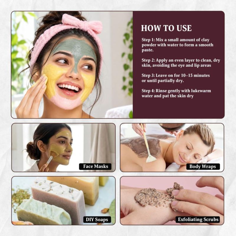 Pack de Regalo de 5 Arcillas YOGI’S GIFT 5×50 g para Mascarillas Faciales y Fabricación de Jabones