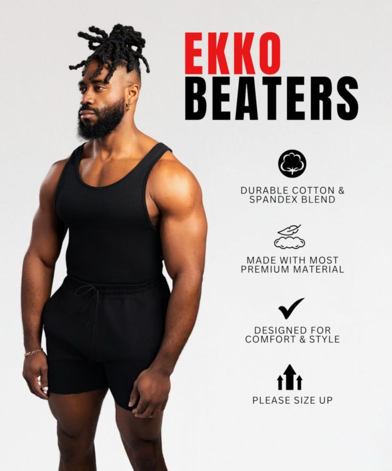 Camiseta sin mangas Ekkovision negra talla L de algodón y spandex