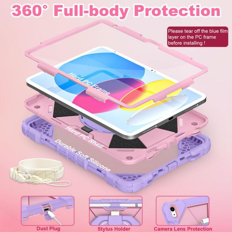 Funda para iPad WESOROL 11/10ª Generación con Soporte Giratorio Morado