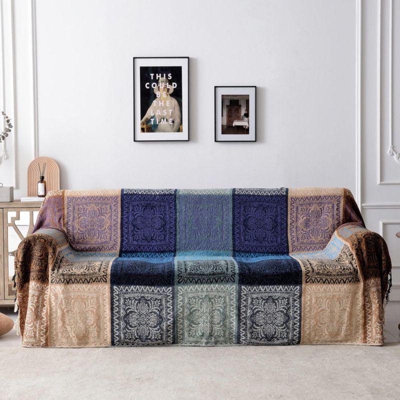 Manta de chenilla Edcooy Boho con borlas para sofá cama y sofá