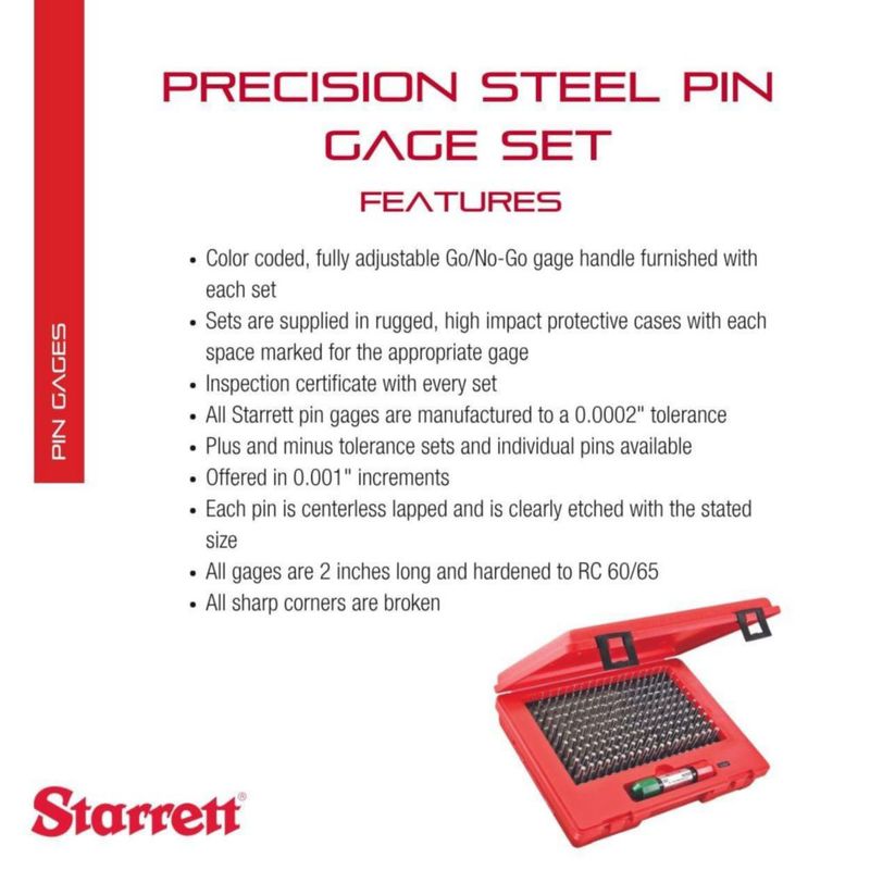 Juego de calibradores de pasadores Starrett 190 piezas 155 g