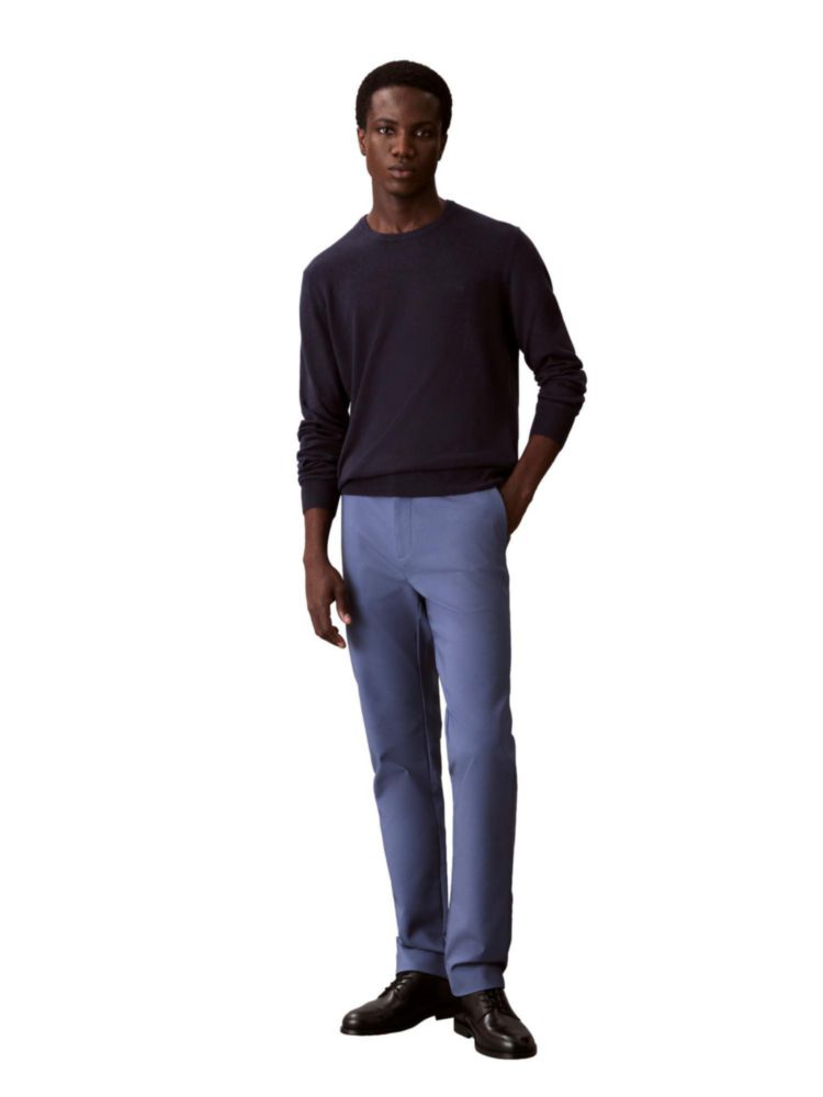 Suéter Calvin Klein de Lana Mezclada con Cuello Redondo para Hombre – Zafiro Oscuro