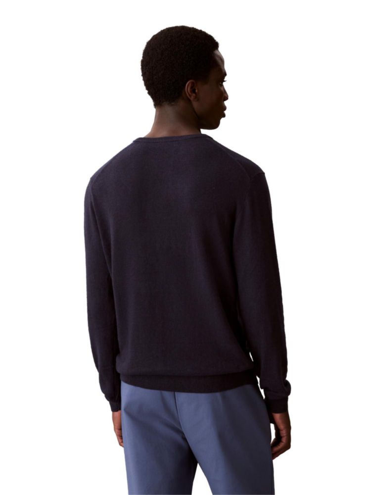 Suéter Calvin Klein de Lana Mezclada con Cuello Redondo para Hombre – Zafiro Oscuro