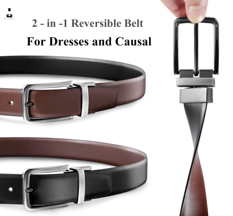 Cinturón MILORDE Reversible de Piel para Hombre Negro/Marrón Talla 34