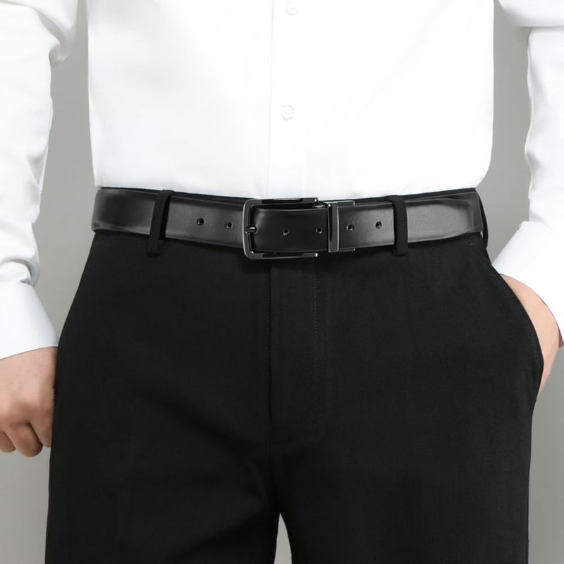 Cinturón MILORDE Reversible de Piel para Hombre Negro/Marrón Talla 34