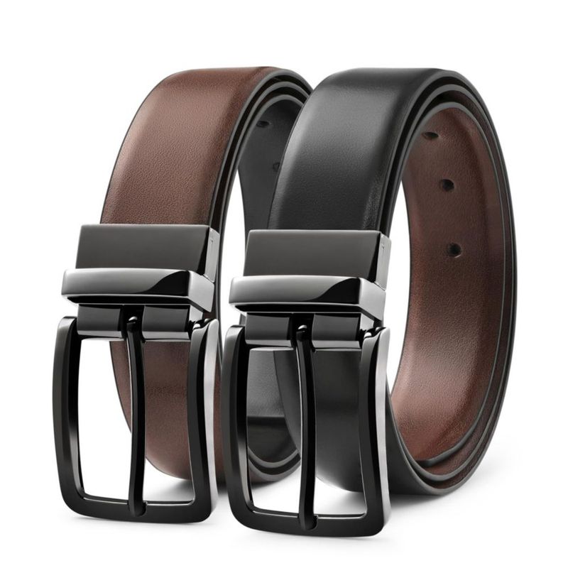 Cinturón MILORDE Reversible de Piel para Hombre Negro/Marrón Talla 34