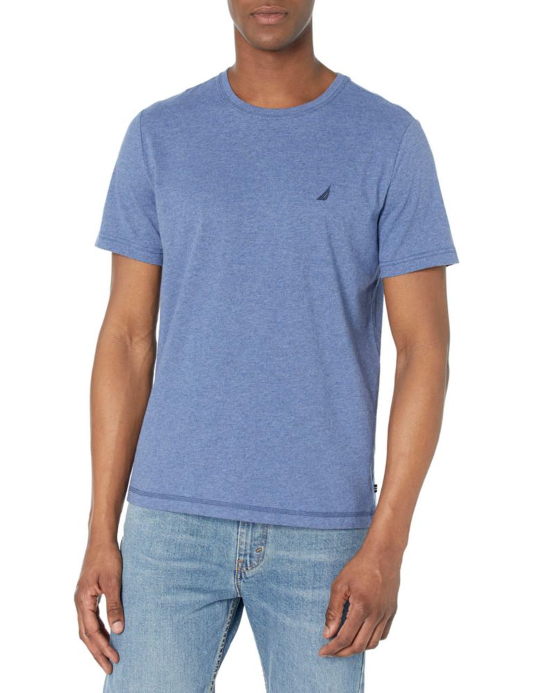 Camiseta Nautica Cuello Redondo Azul Índigo Jaspeado Talla Grande