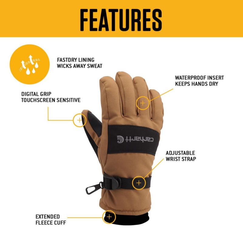 Guantes Carhartt Impermeables Aislados Talla Mediana Negro Asfalto